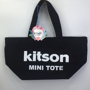 New with tag Kitson LA Mini Tote Black Canvas with Heart Authentic